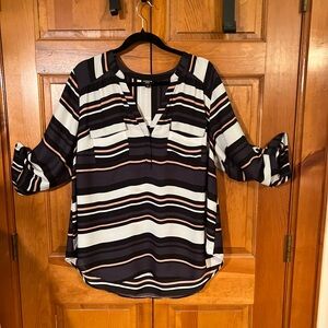 Torrid Black and White Striped Blouse